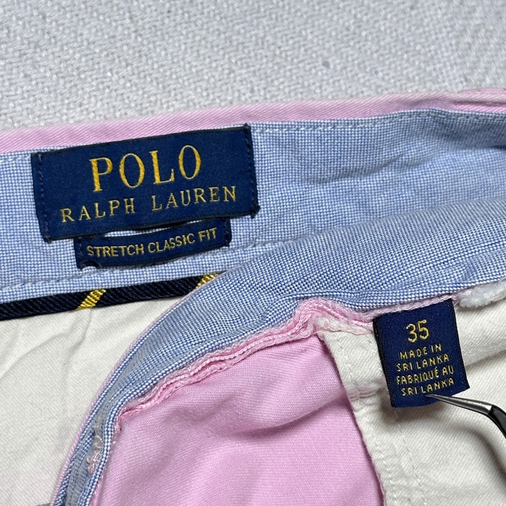 Polo Ralph Lauren Chino Shorts Men 35 Cotton Twill Stretch Skull Crossbones Pink - Picture 3 of 12